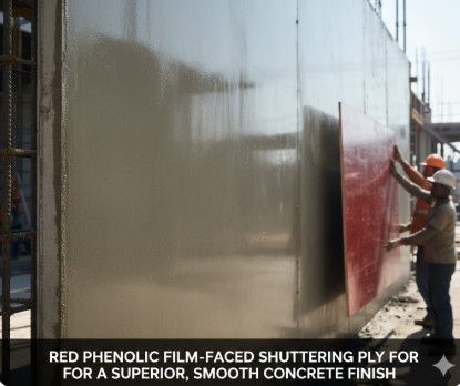 Red phenolic film faced shuttering plywood sheet