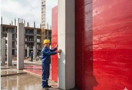 Smooth concrete surface achieved using quality shuttering ply