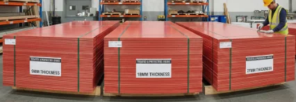 Different thickness options of shuttering plywood for construction